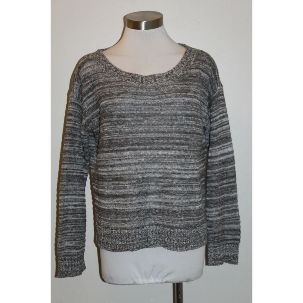 EILEEN FISHER  Linen Textured Knit Boxy Sweater Gray‎ White Small